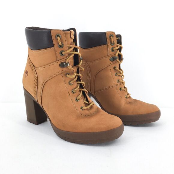 Timberland Women 7.5 Camdale Lace Ankle Boots Wheat Nubuck Brown Field Booties - Picture 1 of 9